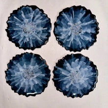 Load image into Gallery viewer, Iridescent blue-violet resin coasters
