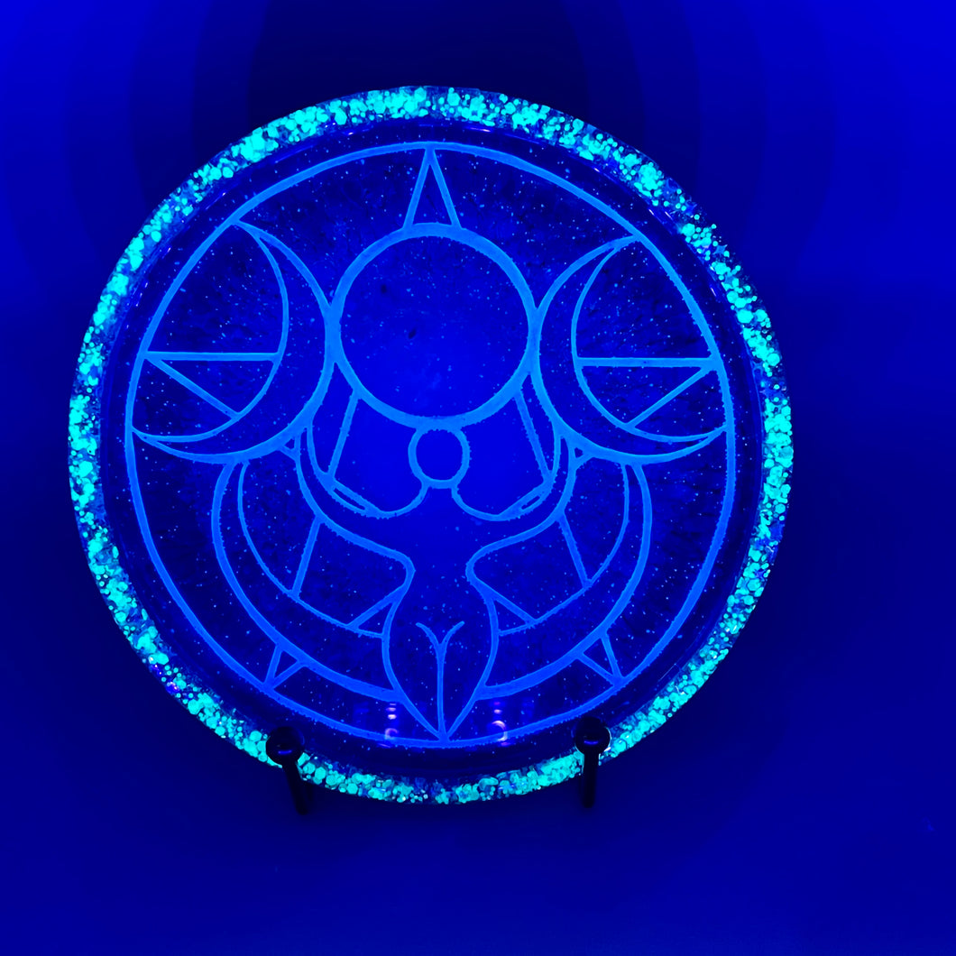 Triple Moon Goddess Fluorescent Trinket Tray