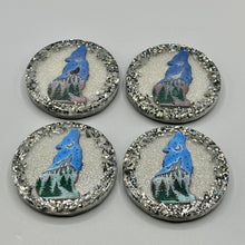 Load image into Gallery viewer, Wolf howling at the Moon resin coasters
